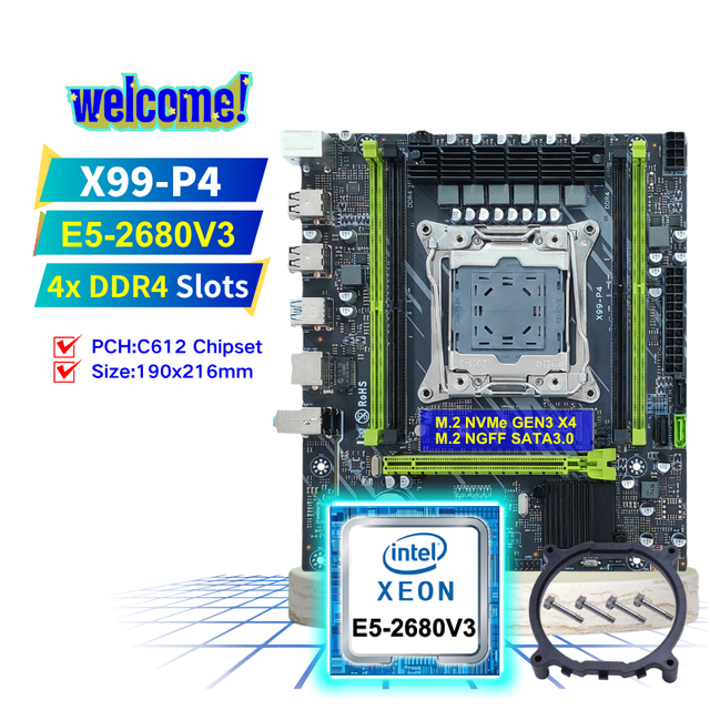 PANDL PC Gaming Ram Processor Xeon E5 2680v3 Combo NEW Mainboard 2680 V3 Lga2011-3 Intel X99 Motherboard Kit Set