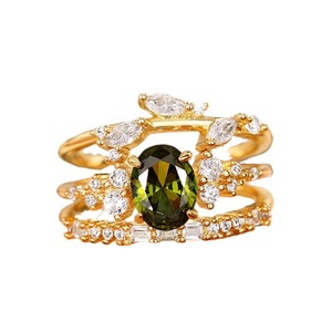 Ensemble de trois bagues élégantes en zircon marquise à motif floral pour femmes, bijoux de fiançailles tendance - Product Image 1