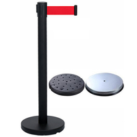 2 mètres de longueur de ceinture Ceinture de contrôle des foules personnalisée Poteau de barrière Noir Queue Stand Pole Stanchions avec ceintures rétractables
