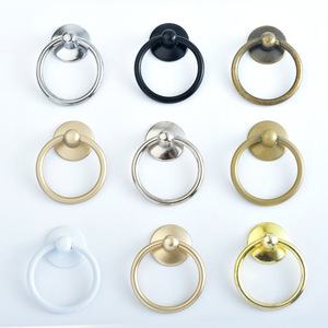 Zinc Alloy Ring Pull Handle Round Single Hole Cabinet Drawer Wardrobe <strong>Knob</strong> Modern Minimalist Furniture Hardware - Product Image 2