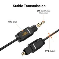 Câble audio Toslink S/PDIF en fibre optique mince de 15 pieds, blindage combiné, gaine en PVC plaqué or, CableCreation