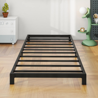 Cadre de lit double moderne en fer avec hauteur réglable, montage rapide, rangement sous le lit silencieux pour hôtels, chambres et salons