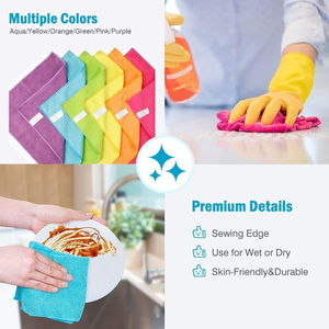 Serviettes de nettoyage en microfibre carrées écologiques, best-sellers, réutilisables, en polyester, séchage rapide, personnalisables - Product Image 5