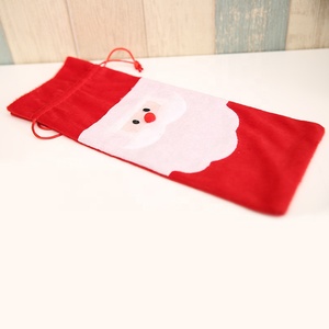 HB-2752 Housses de bouteilles de vin de Noël <span class=keywords><strong>pas</strong></span> chères, décorations de fête, sacs à vin rouges faits à la main - Product Image 2
