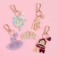 Porte-clés en acrylique personnalisé, motif princesse de ballet mignonne, avec chaussures de ballet, robe, couronne, miroir, breloque de sac, pendentif de sac à main, accessoires cadeaux