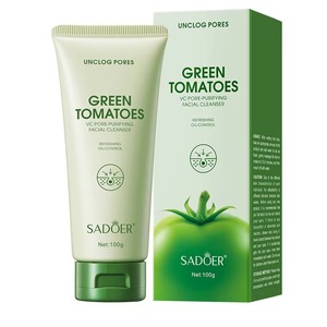 Nettoyant à l'argile clarifiant les pores à la tomate verte VC – Nettoyage en profondeur, affine les pores, lisse et hydrate la peau délicate du visage - Product Image 1