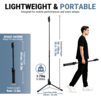 Soporte de Micrófono Profesional con Trípode Recto y Ajuste Rápido de Altura Accuracy Pro Audio MS143 para Aplicaciones Móviles
