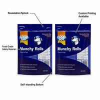 Sachet refermable transparent personnalisé en plastique pour aliments pour chiens, avec fermeture éclair et encoche de déchirement, idéal pour le stockage de gelée pour animaux de compagnie