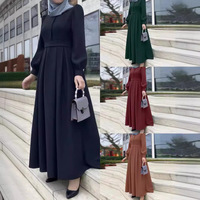 Abaya longue en polyester style saoudien et égyptien, cintrée à la taille, multicolore, pour femmes musulmanes, commande en petite quantité