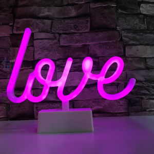 <span class=keywords><strong>Lampe</strong></span> LED fluo <span class=keywords><strong>rose</strong></span> avec Base, alimentée par batterie ou par USB, idéale pour les veilleuse - Product Image 1