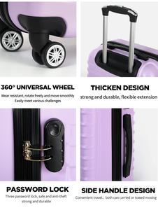 סט מזוודות קשיחות 4 חלקים, תיקי נסיעות PP, מזוודות נשיאה, סט מזוודות קשיחות 14/20/24/28 אינץ', תיק נסיעות OEM - Product Image 2