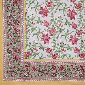 Mantel de comedor Rectangular de algodón indio, cubierta de mesa de diseño Floral impreso con bloque de mano para fiestas en casa, bodas - Product Image 3