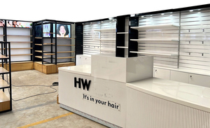 Espositore per Parrucche in Legno per Negozi di Articoli di Bellezza, Scaffale Espositivo per Extension e Ciocche di Capelli Naturali, Arredamento per Negozi - Product Image 3