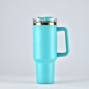 Vaso de viaje de 40 oz, reutilizable, recubierto de polvo, doble pared, acero inoxidable, aislado, 40 oz, taza de café, taza de <span class=keywords><strong>coche</strong></span> con asa, tapa de paja - Product Image 3
