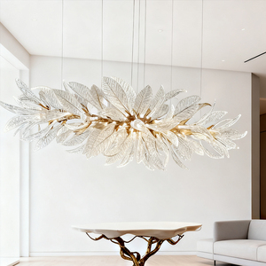 Splendido Lampadario a Foglia di Cristallo per Sala da Pranzo: Illuminazione Mozzafiato per Spazi Eleganti - Product Image 6