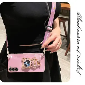 Cordino a tracolla sabbie mobili porta spazio placcatura custodia per Samsung Galaxy S23 S22 S21 S20 Ultra FE S10 S9 <span class=keywords><strong>S8</strong></span> Plus 5G <span class=keywords><strong>Cover</strong></span> - Product Image 2