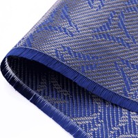 Kain Serat Karbon Jacquard Grosir Warna Biru Segitiga 240gsm Lebar 1000mm untuk Cangkang Robot, Tongkat Ski, Bagian CFRP, Gulungan Kain Karbon