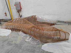 เก้าอี้สแตนเลสสีทองสำหรับกลางแจ้งม้านั่งโซฟาสำหรับงานกลางแจ้งแบบโค้ง677K สำหรับห้างสรรพสินค้าและลานสวน - Product Image 3