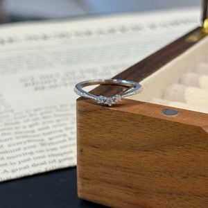 Dylam <b>Dainty</b> Design 925 Sterling Silver Sparkle D Color VVs1 Moissanite V Shape Eternity Band Daily Dress-up Jewelry <b>Rings</b> - Product Image 3