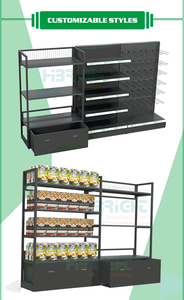 Highbright Multi-tier Beverage Display Rack with Slanted Shelves, Mesh Top Guard and Bottom <b>Drawer</b> Base for Supermarket - Product Image 6
