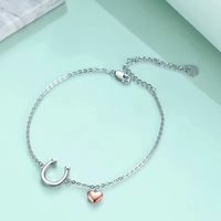 Cheville ajustable en argent sterling 925 avec breloque cœur fer à cheval, bijou porte-bonheur animalier pour femme, vente en gros