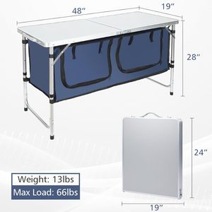 Portable Lightweight Aluminum Outdoor <strong>Table</strong> 3 Height Adjustable <strong>Camping</strong> <strong>Table</strong> <strong>Storage</strong> for Indoor Beach Picnic BBQ Hiking Blue - Product Image 2
