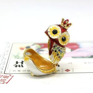 Bruiloft Sieraden Doos Email Uil Legering Opbergdoos Ambachtelijke Geschenkverpakking - Product Image 2