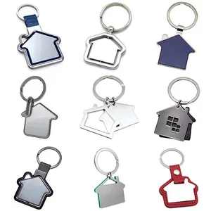 Accessoires Mode Mini Portemonnee Mannen Promotionele Channel Reflecterende Gegraveerd Smart Huis Vormige Sleutelhanger Ring Voor Vrouw