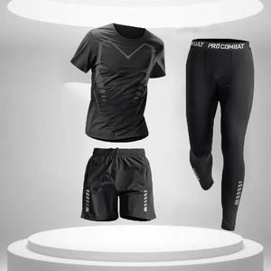 3 adet erkek sıkıştırma pantolon gömlek üst uzun kollu ceket atletik setleri spor giyim erkek egzersiz - Product Image 4