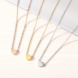 Cute Jewelry Heart Pendant <b>Choker</b> Necklace Stainless Steel Blank Heart Necklace - Product Image 4