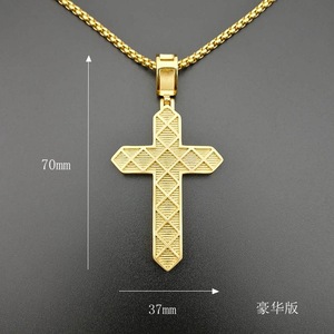 Cross Pendant <b>Necklace</b> Stainless Steel Gold Plated Pave Setting Unisex Gift - Product Image 5