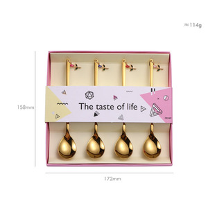 Wholesale Eco-Friendly 304 Rose Stainless Steel Spoon <b>Coffee</b> Fork Flatware <b>Set</b> with <b>Gift</b> Box for Giveaways - Product Image 5