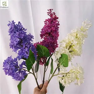 Wholesale 3D Real Touch 2 Branches Artificial Lilac Purple Latex Flowers Floral Accessories For Wedding Home Party Decoration