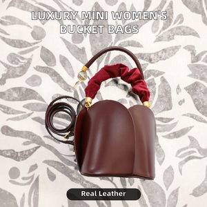 Vente chaude femmes de luxe en cuir véritable sac à bandoulière Mini seau Style sangle unique résistant à l'eau Polyester doublure mode - Product Image 3