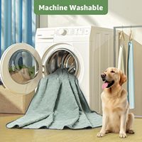 Tapis rafraîchissant rectangulaire en peluche lavable en machine pour chiens, doux, absorbant, réutilisable, couverture pour lit de chien, coussin de couchage pour chiot