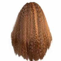 Perruque synthétique longue bouclée 13x4 Lace Front, style afro, petites boucles, mèches marron cuivré, 22 pouces, volumineuse, douce, soyeuse et résistante à la chaleur