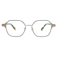 Monturas de Gafas de Diseño Más Recientes, Monturas Ópticas Retro de Metal Mixto con Remaches y Acetato de Tortuga, Monturas de Gafas Premium Unisex
