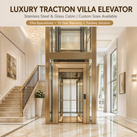 Lift Rumah Mini 2 hingga 3 Lantai, Sistem Traksi Gearless AC Drive, Kabin Kustom, Lift Villa Mini untuk Rumah