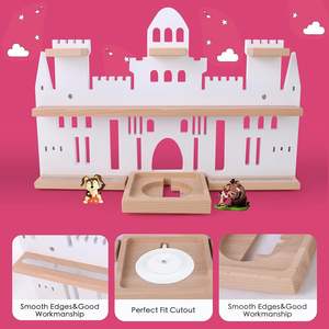 Figurines Tonie roses murales en forme de château personnalisées FSC, étagères flottantes magnétiques en bois, vente en gros - Product Image 5