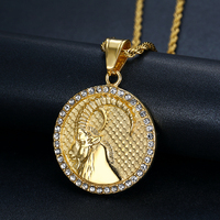 Pendentif Zircon Plaqué Or 18K Signe du Zodiaque Pièce de Monnaie Pendentif en Relief Disque Rond 12 Collier Horoscope