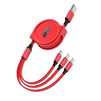 Câble USB rétractable 3-en-1 de haute qualité avec logo personnalisé, charge rapide Micro Type-C pour appareil photo et téléphones mobiles