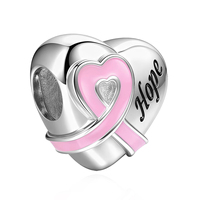 Breloques Pan en argent, motif Cœur Lettre Espoir rose, pour la sensibilisation au cancer du sein, compatibles avec les bracelets originaux, bijoux d'anniversaire Berluque
