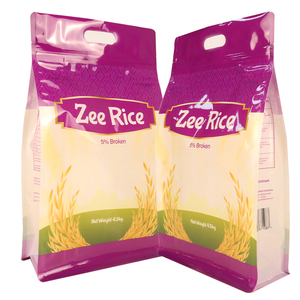 Túi gạo 5kg 10kg 25kg Tùy chỉnh Nắp kéo Logo đáy phẳng đứng lên túi nylon xử lý dây kéo bền nhựa thực phẩm đóng hộp - Product Image 1