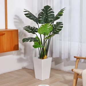 Artificial monstera Bonsai árvore artificial variegado deliciosa monstera árvore Em vaso planta interior em vaso plástico interior - Product Image 6