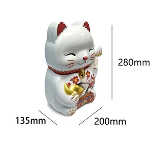 Boîte en fer blanc porte-bonheur en forme de chat Maneki Neko, grande taille, sac de la fortune, emballage cadeau, recyclable, écologique, Chine - Product Image 2