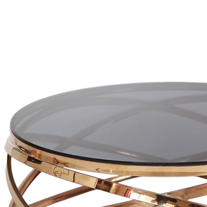 Bắc Âu Vàng Thép Không Gỉ Hiện Đại Sofa Side <span class=keywords><strong>End</strong></span> Trung Tâm Bảng Thủy Tinh Hàng Đầu Kim Loại Phòng Khách Sang Trọng Vòng Bàn Cà Phê Đặt - Product Image 2