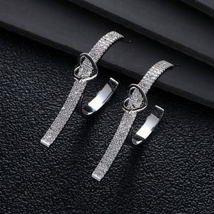 HIBRIDE Bling Cubic Zirconia Big Half Round <b>Heart</b> Design Hoop <b>Earrings</b> for Women Bridal Wedding Jewelry Boucle D'oreille E-71 - Product Image 2