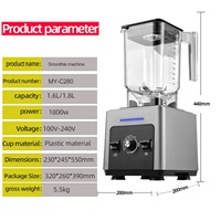 Blender multifonction haute vitesse pour usage commercial avec 5+ vitesses, 4 lames, récipient sans BPA pour restaurant, bar, hôtel et usage domestique