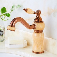 Robinet de lavabo de salle de bain en laiton plaqué or, robinet de lavabo en jade vert foncé