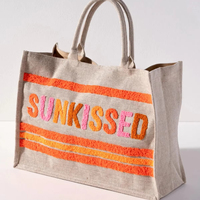 Initial Brodé Lettre Toile Sac Fourre-Tout Sac De Plage Monogramme Sac Cadeau Personnalisé Pour Les Femmes